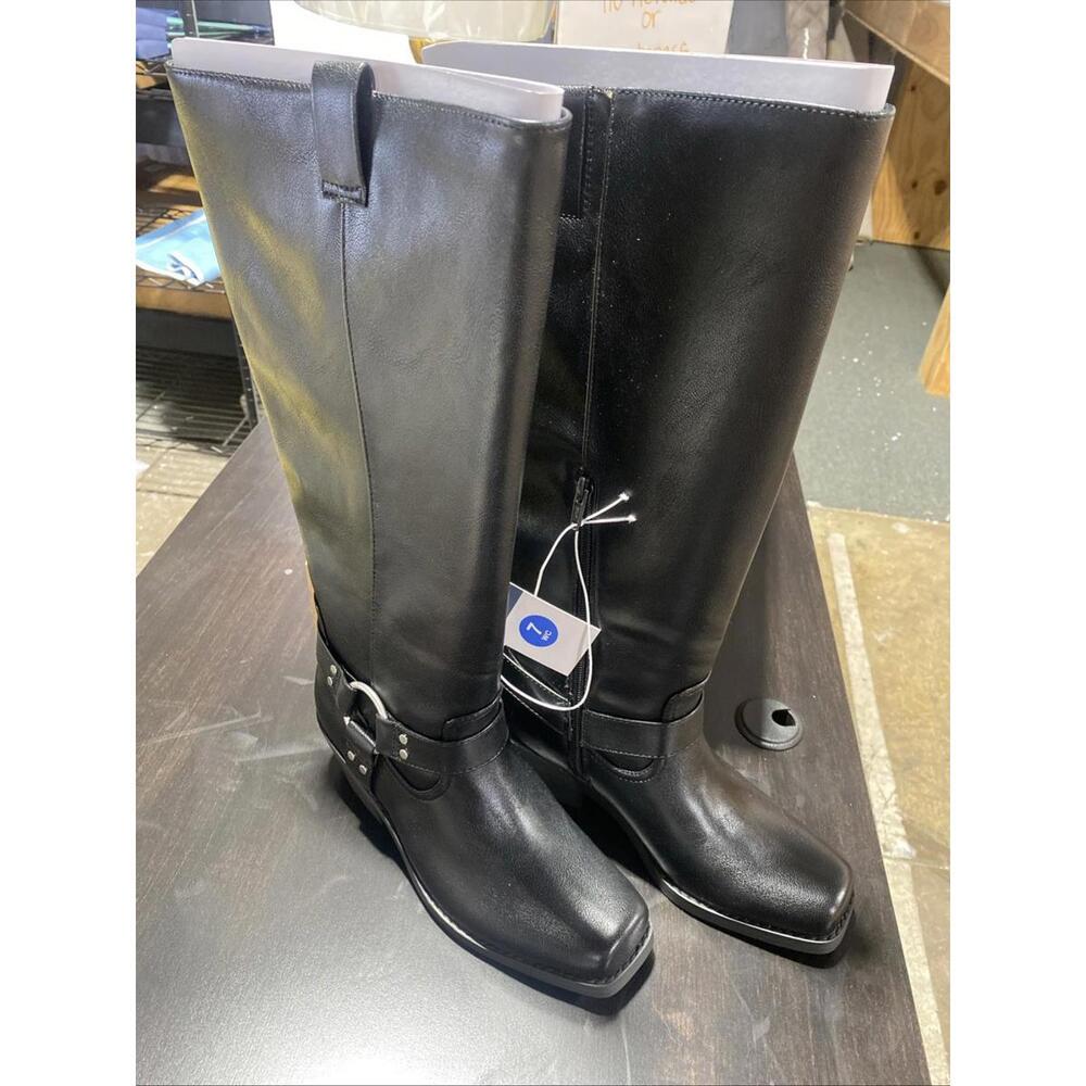 Universal Thread Womens Wendy Boots Knee High Faux Leather Zipper Black Size 7